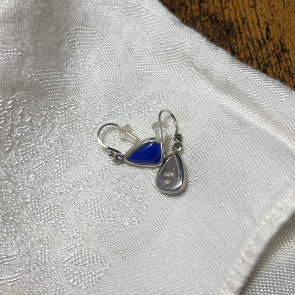 Lapis Lazuli set in Sterling Silver Teardrop Earrings - Picture 6 of 7
